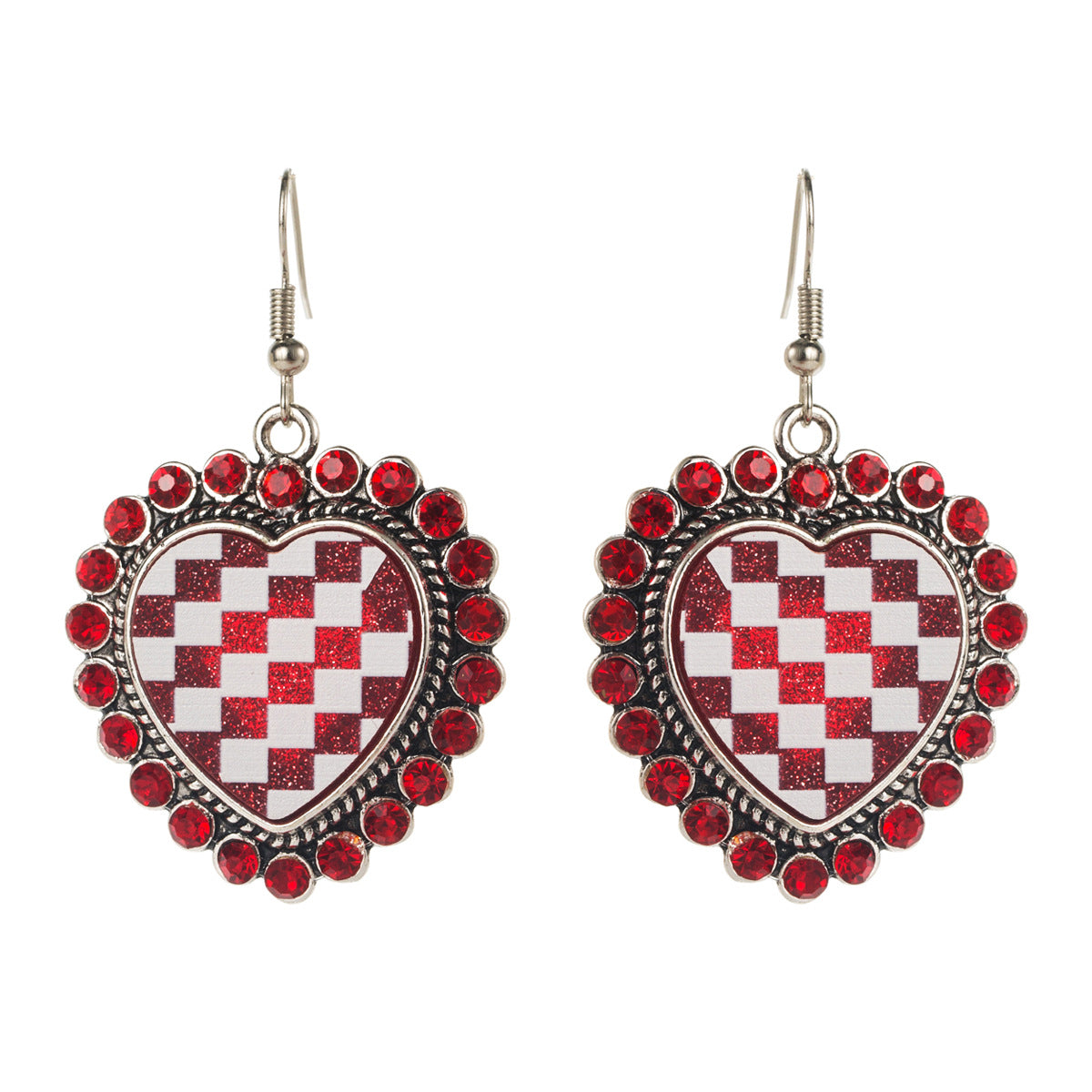 Wholesale diamond-studded heart-shaped exaggerated niche earrings